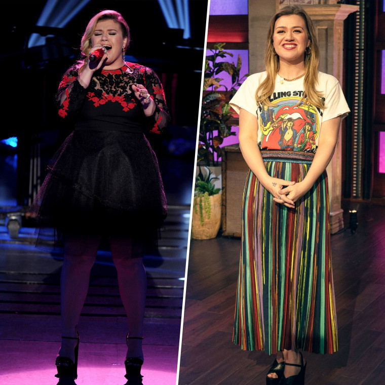 Kelly Clarkson in 2015 and Kelly Clarkson in 2023