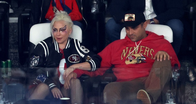 Lady Gaga with boyfriend Michael Polansky at the Super Bowl