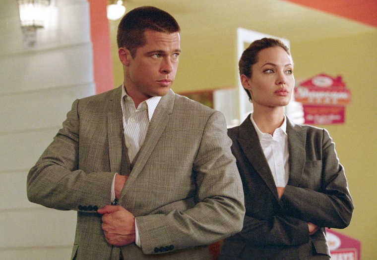 A photo of Brad Pitt and Angelina Jolie in "Mr. and Mrs. Smith"