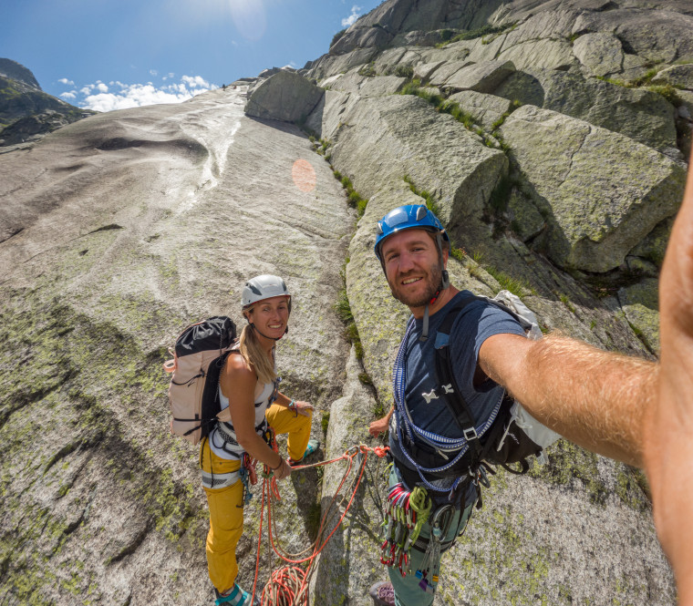 Rock climbing selfie