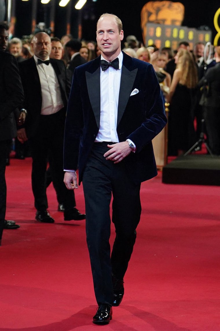 Britain's Prince William, Prince of Wales, president of Bafta, arrives to attend the BAFTA British Academy Film Awards at the Royal Festival Hall, Southbank Centre, in London, on February 18, 2024.