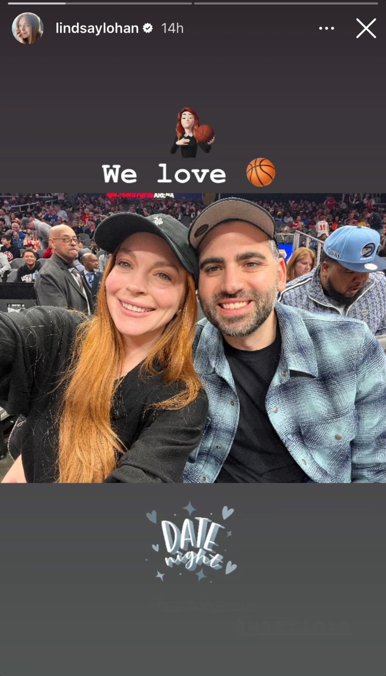 Lindsay Lohan and Bader Shammas were all smiles at the Golden State Warriors game.