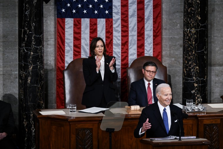 President Joe Biden during the State of the Union at the United States Capitol in Washington, DC. on March 7, 2024.