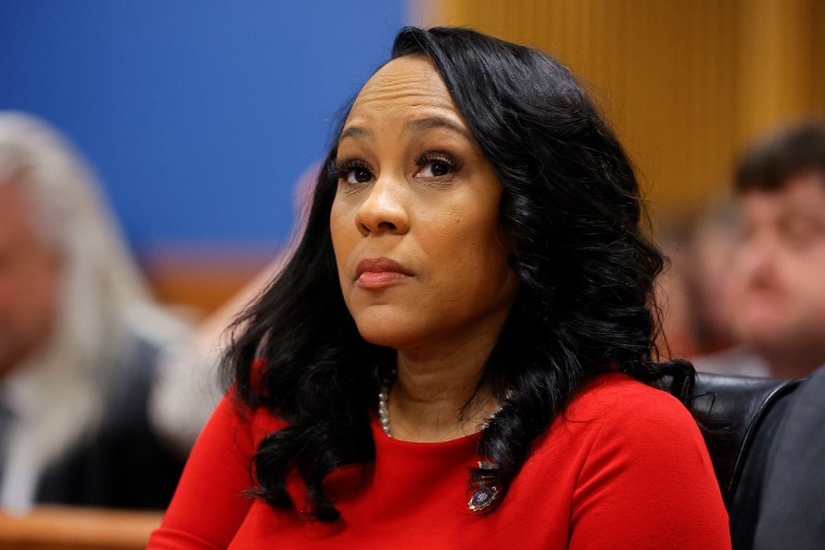 Fulton County District Attorney Fani Willis at the final arguments in her disqualification hearing at the Fulton County Courthouse on March 1, 2024, in Atlanta, 