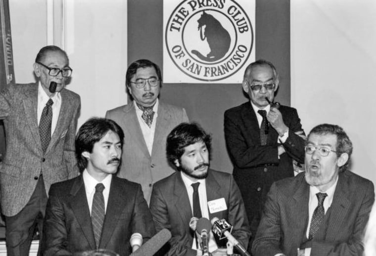 Fred Korematsu, top left, with his legal team, including Don Tamaki, front center.