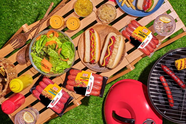 Oscar Mayer NotHotDogs and NotSausages on a picnic table