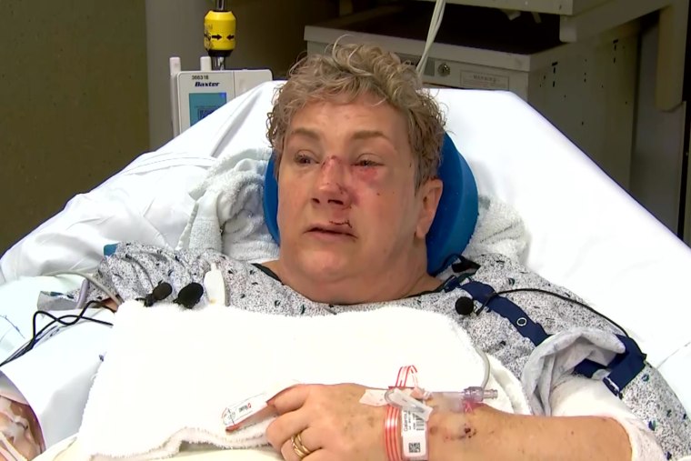 A screengrab from video shows Lee Ann Galante in a hospital bed.