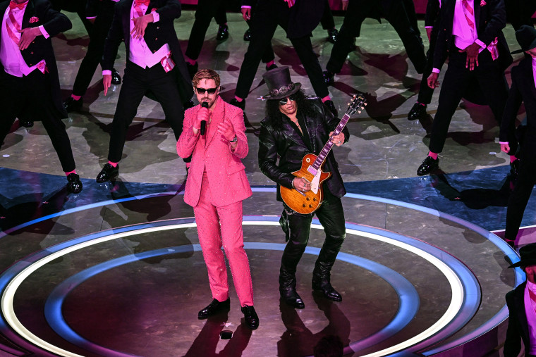Ryan Gosling performs "I'm Just Ken" from "Barbie" onstage during the 96th Annual Academy Awards at the Dolby Theatre in Hollywood, Calif., on March 10, 2024. 
