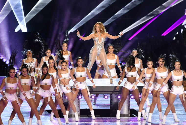 Jennifer Lopez performs at Super Bowl LIV 