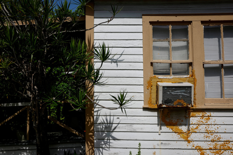 A window air conditioning unit during a heat wave in Miami