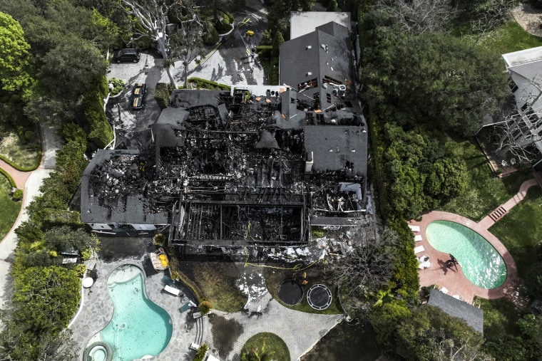 Image: A fire-damaged property, which appears to belong to Cara Delevingne