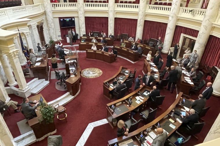 The Idaho Senate gathers in the Statehouse in Boise, Idaho, Jan. 15, 2021. 