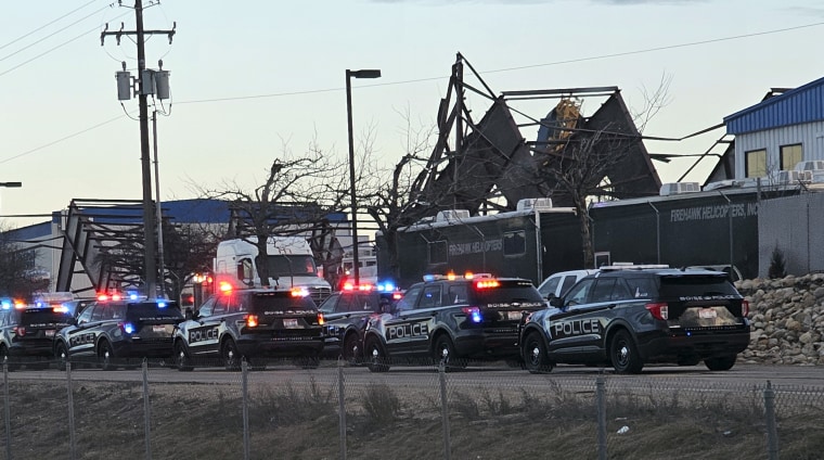 Authorities respond to the scene of a building collapse in Boise, Idaho