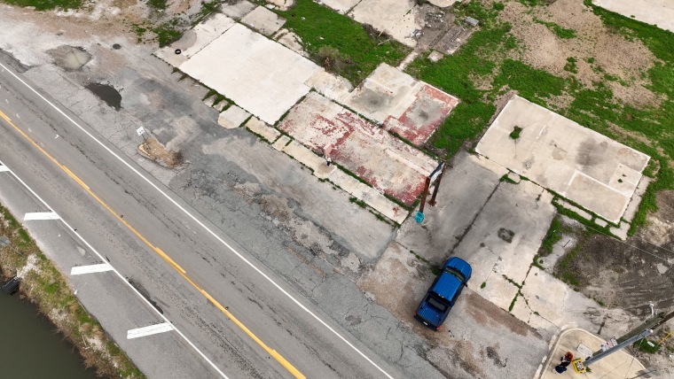 Overhead view of concrete slabs in Cameron, Louisiana