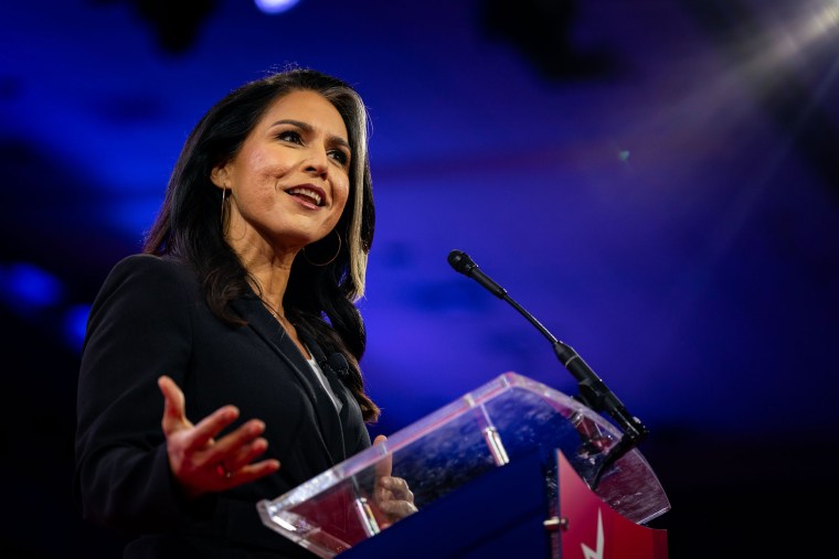 Tulsi Gabbard, former US Representative from Hawaii, speaks during the Conservative Political Action Conference (CPAC) in National Harbor, Maryland, on Feb. 22, 2024. 