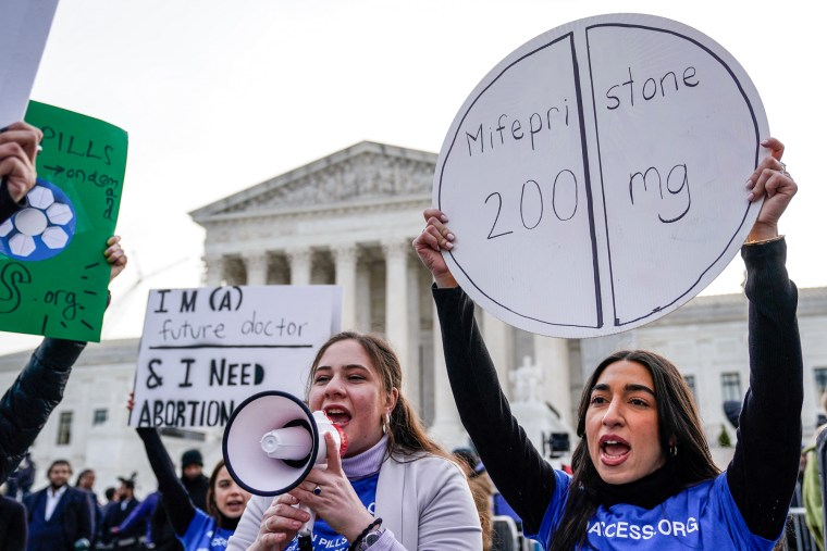 Abortion rights activists rally in front of the U.S. Supreme Court