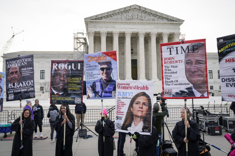 Abortion rights activists rally in front of the U.S. Supreme Court