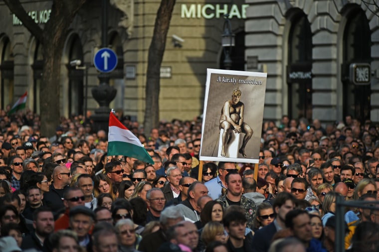 Protestors Gather In Budapest On The Anniversary Of The 1848/49 Hungarian Revolution - Peter Magyar