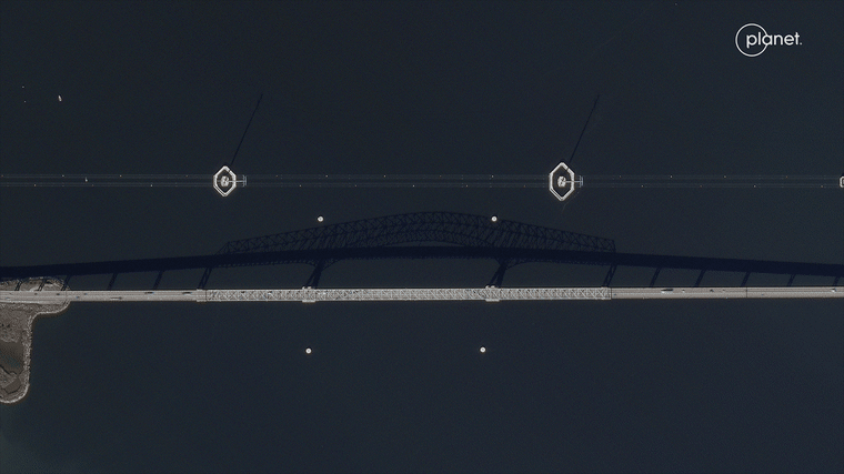Francis Scott Key Bridge on Nov. 3, 2023 and March 26, 2024.