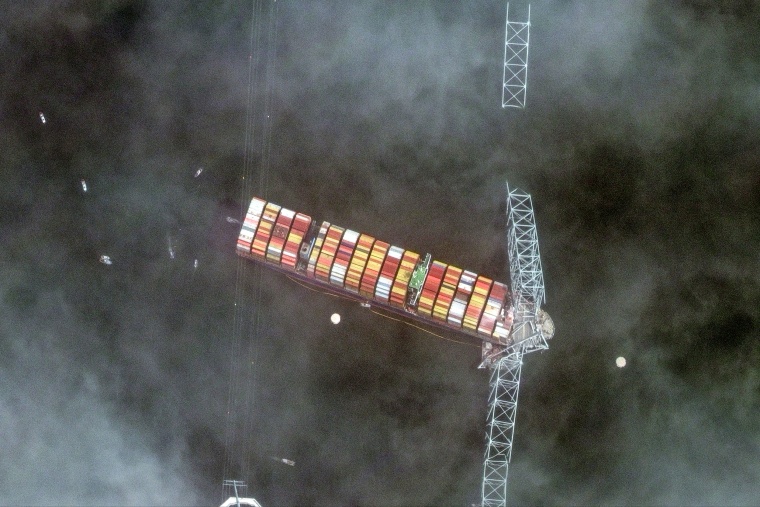 Satellite image of the Dali cargo ship on March 26, 2024.