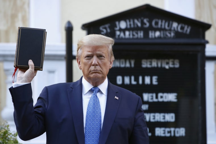 Donald Trump holds a Bible outside St. John's Church in Washington, D.C.