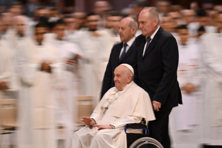 Pope Francis urged his priests Thursday to avoid “clerical hypocrisy” and treat their flocks with mercy as he delivered a lengthy set of marching orders to Rome-based priests at the start of a busy few days leading to Easter.