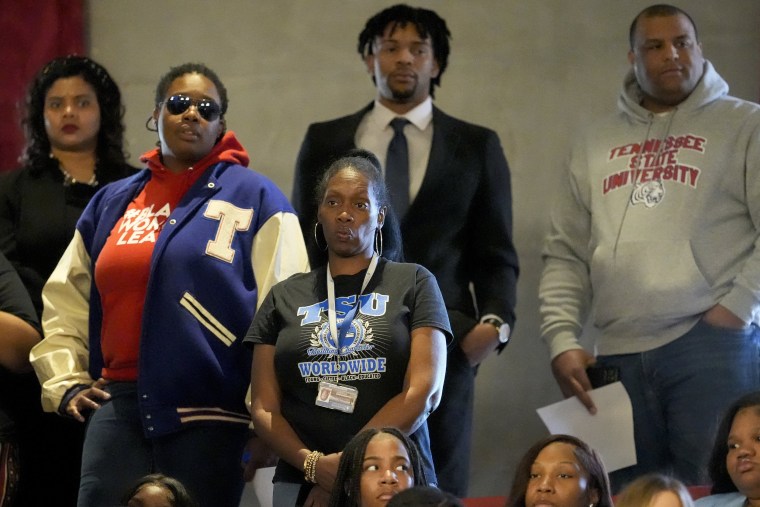 Tennessee State University supporters watch from the gallery as the House votes to vacate the school's board of trustees in Nashville, Tenn.