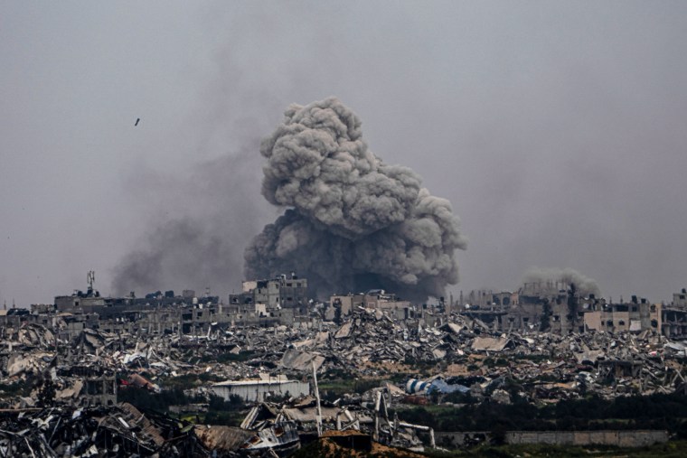 Smoke rises inside the Gaza Strip