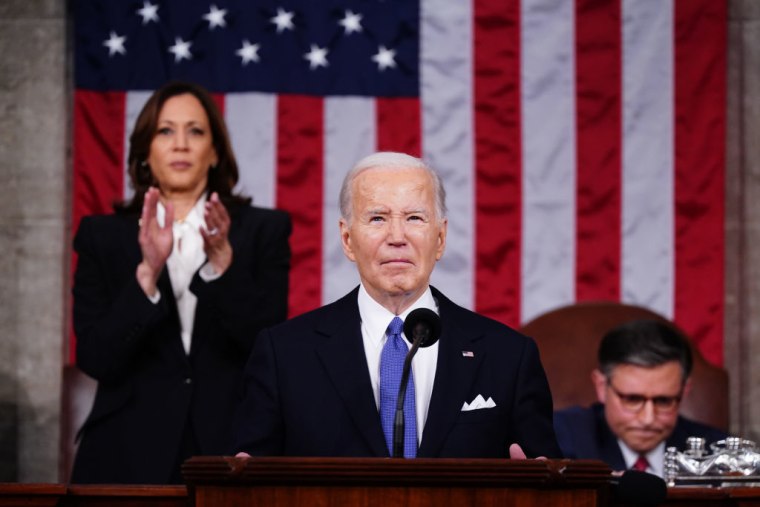 El presidente, Joe Biden, durante un momento de su discurso del Estado de la Unión, en Washington, DC, el 7 de marzo.