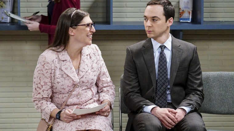 Jim Parsons and Mayim Bialik on "The Big Bang Theory."
