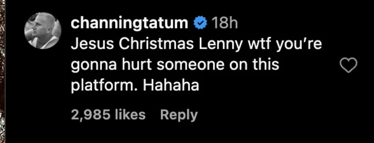 Tatum's comment on his future father-in-law's steamy shirtless Instagram post.