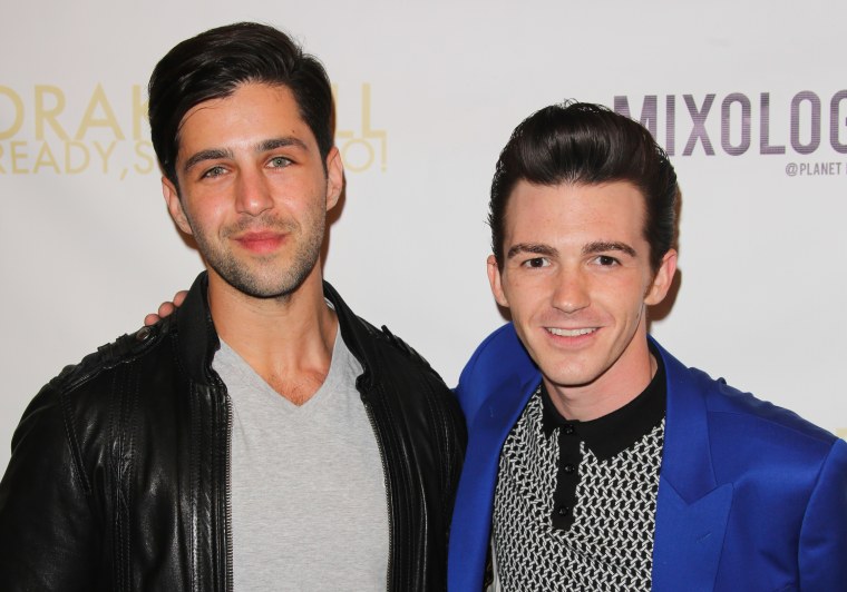 Josh Peck and Drake Bell at the album release party for  Bell's "Ready Steady Go!" at Mixology101 & Planet Dailies on April 17, 2014 in Los Angeles, California. 