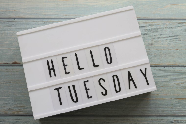 "Hello Tuesday" message in light box