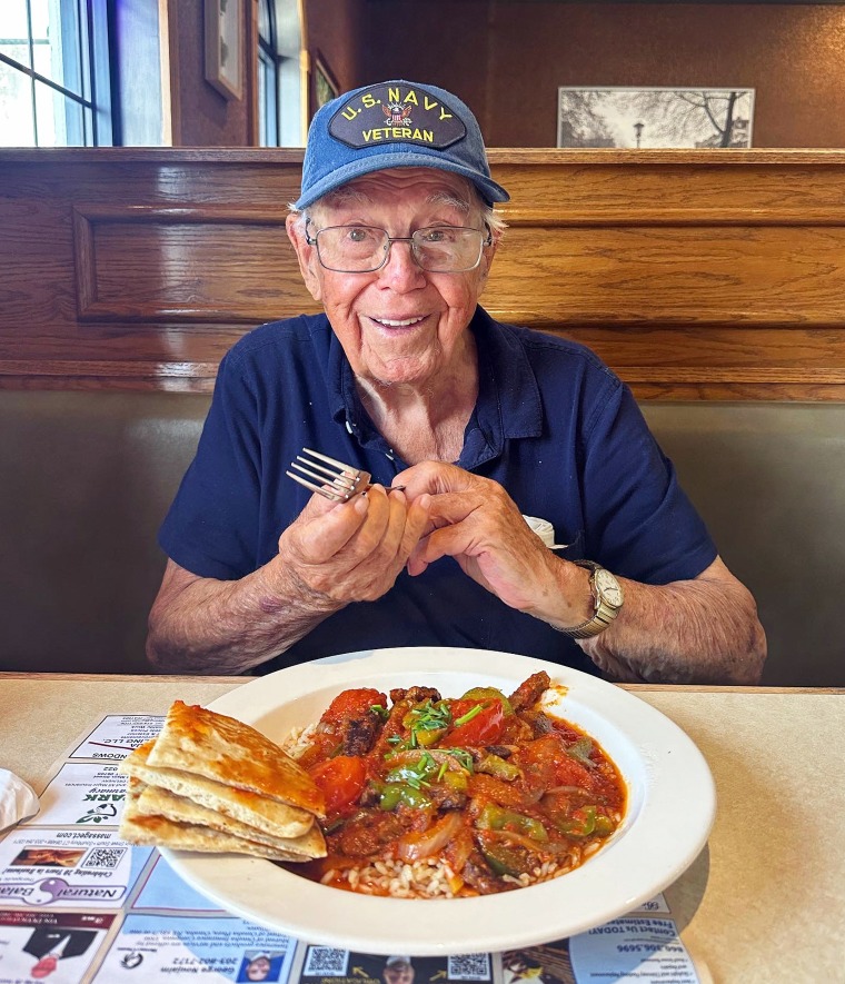 Felix Joseph Pelosi enjoys a good meal.