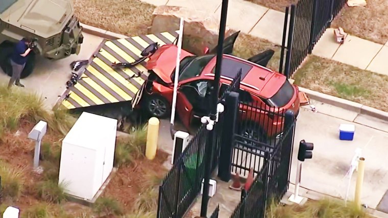 A person is in custody after allegedly ramming car into an Atlanta FBI building.