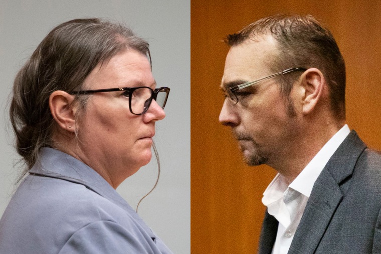 A side by side of Jennifer and James Crumbley in court.
