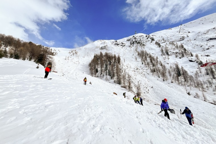 Search operations after an avalanche at Zermatt ski resort, in Valais, Switzerland