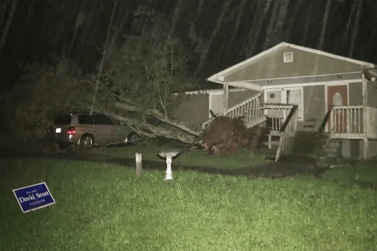 Severe storms damaged a home in Conyers, Ga., on Tuesday night.
