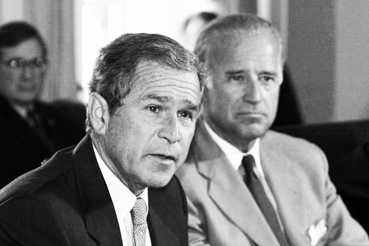 George W. Bush and Joe Biden in 2001.