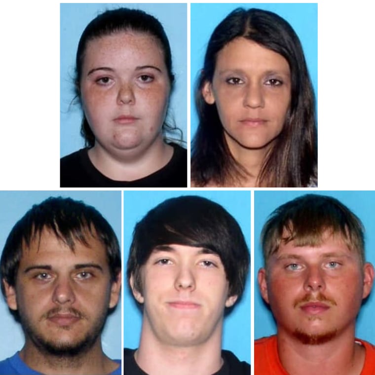 From left: Murder victims Chelsea Marie Reed, who was five months pregnant; Shannon Melissa Randall; Robert Lee Brown; Justin Kaleb Reed; and Joseph Adam.