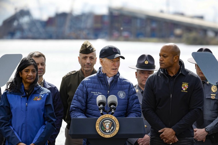 Image: President Biden Visits The Wreckage Of The Francis Scott Key Bridge Collapse In Baltimore