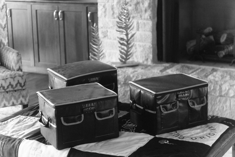 Three fireproof boxes with Mason's most important personal possessions.
