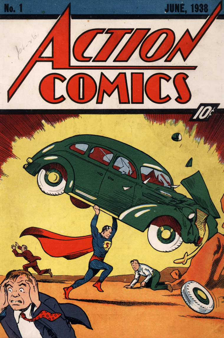 The June, 1938 cover of Action Comics.