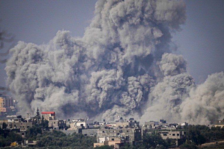 Smoke rises following an Israeli airstrike in the Gaza Strip.