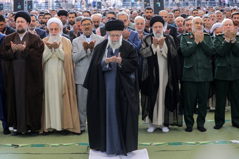 Ayatollah Ali Khamenei leading the Eid al-Fitr prayer ceremony in Tehran