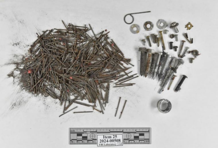 The explosive device included nails and other shrapnel.