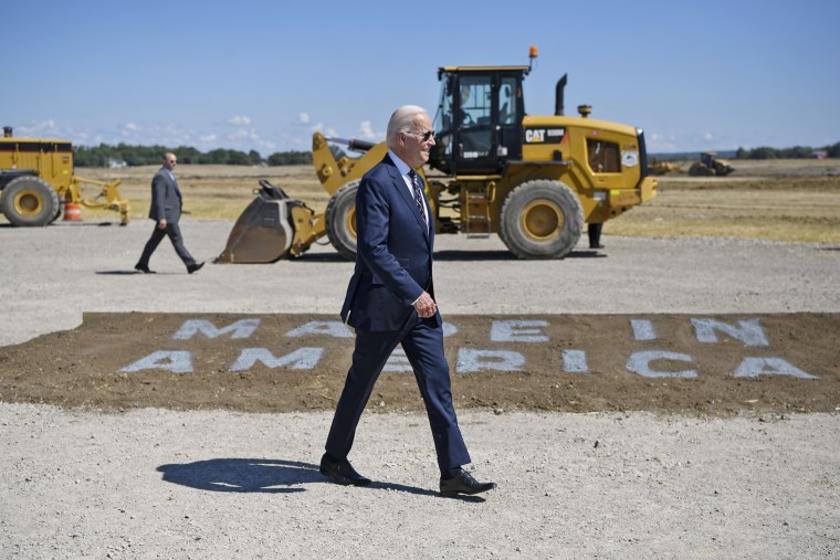 President Joe Biden arrives for a groundbreaking ceremony near New Albany, Ohio, in 2022. 