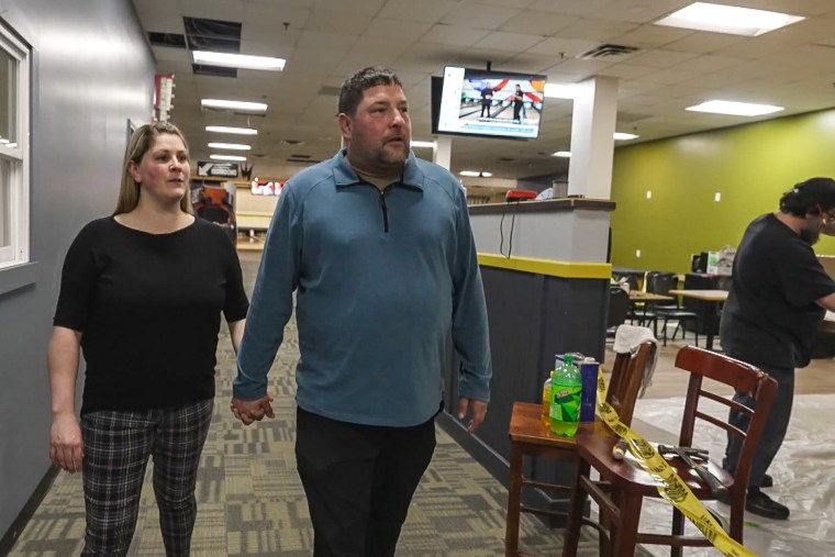 Justin Juray with his wife Samantha who bought Just-In-Time Recreation in Lewiston in May 2021.