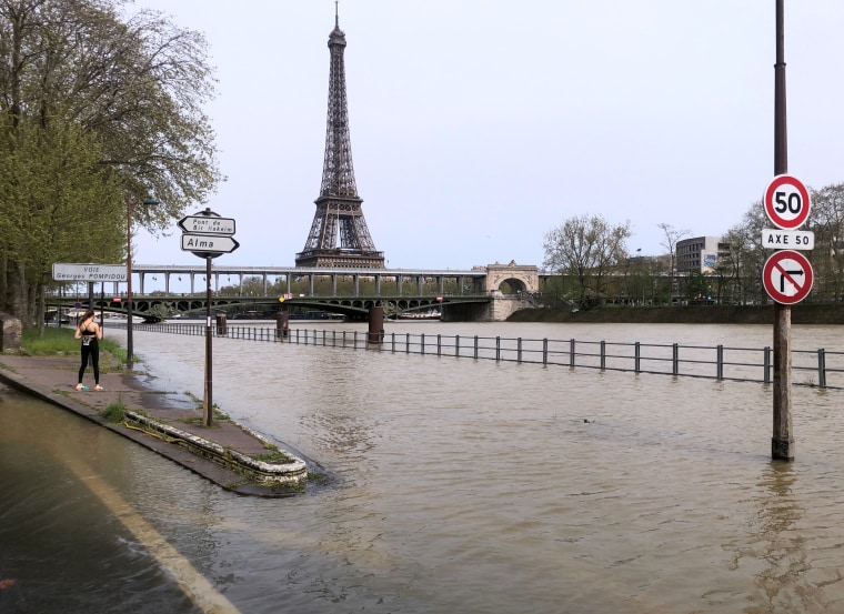 The Seine overflows its banks after heavy rainfall in Paris