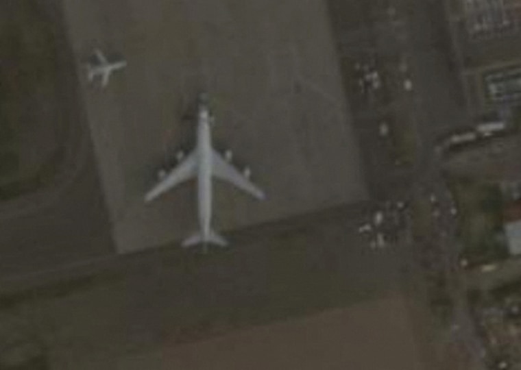 Satellite image showing what analysts said was a Boeing 747 at Port Sudan airport
